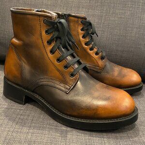 DSquared2 Lace-Up Ankle Boots Zippered Antiqued Industrial Mens US 9 EU 42